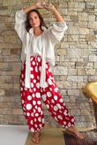 Basso Big Dot Balloon Cuff Pant Sangria & White